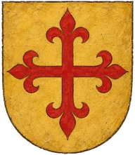 Armas de la Orden de Calatrava: de oro, una cruz de Calatrava de gules.