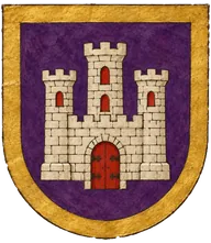 Armas de Argentaria: de púrpura, un castillo de plata con la puerta de gules.