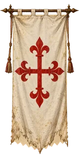 Pendón de la encomienda de Calatrava: tela blanca con la cruz de Calatrava roja.