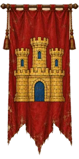 Pendón rojo con el castillo de oro de Castilla.